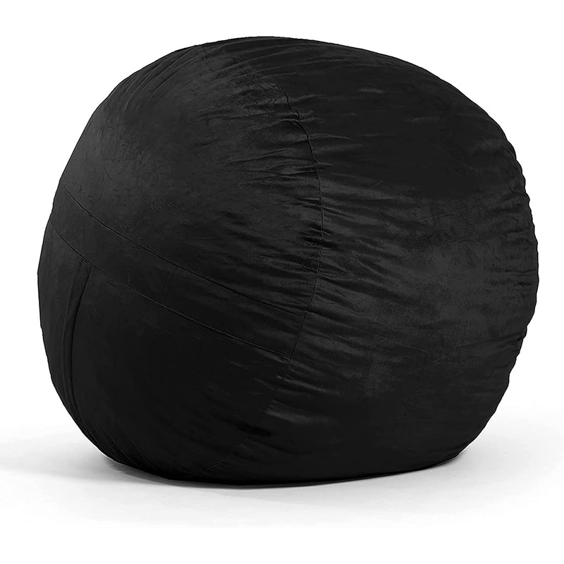 Big Joe Fuf Large Foam Filled Bean Bag Chair with Removable Cover, Black Plush, Soft Polyester, 4 feet Big | Bigbigmart.com