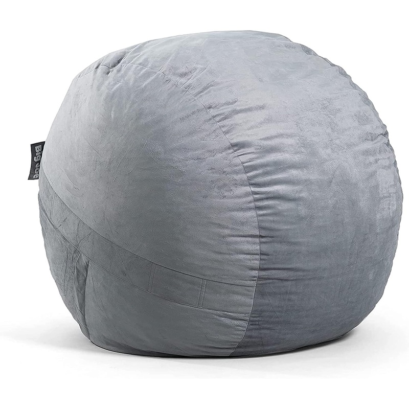 Big Joe Fuf Large Foam Filled Bean Bag Chair with Removable Cover, Gray Plush, Soft Polyester, 4 feet Big | Bigbigmart.com