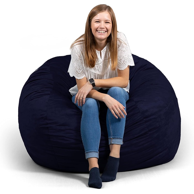 Big Joe Fuf Large Foam Filled Bean Bag Chair with Removable Cover, Midnight Plush, Soft Polyester, 4 feet Big | Bigbigmart.com