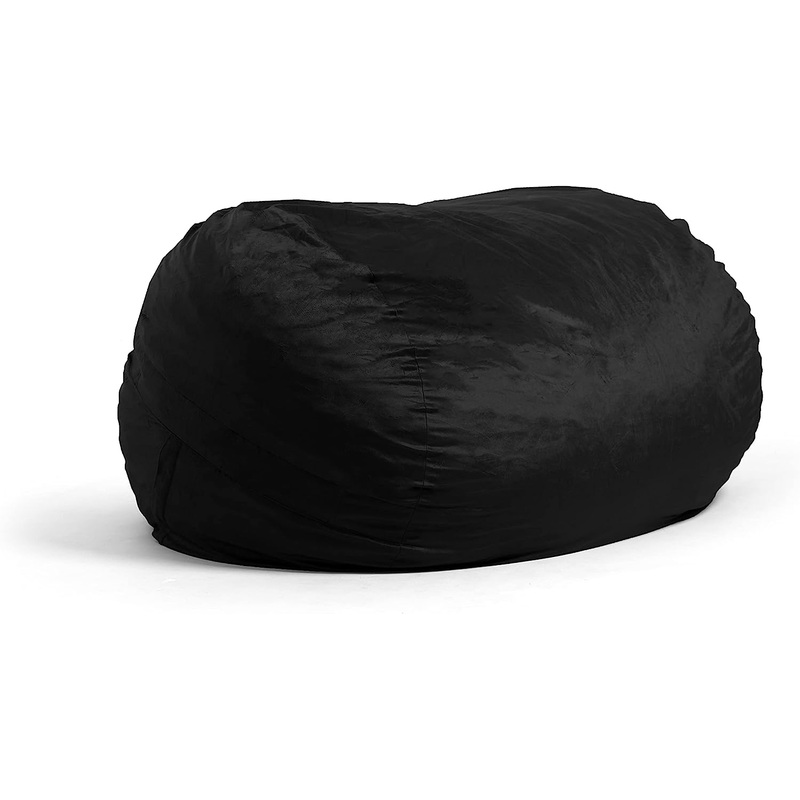 Big Joe Fuf XL Foam Filled Bean Bag Chair with Removable Cover, Black Plush, Soft Polyester, 5 feet Giant | Bigbigmart.com