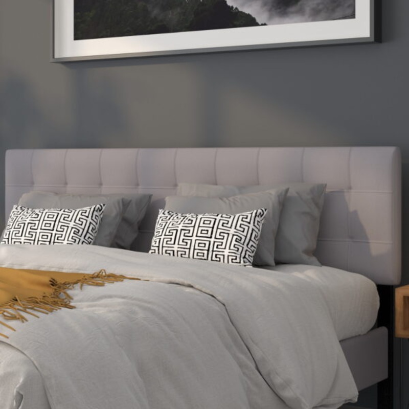 Flash Furniture Bedford Tufted Upholstered King Size Headboard in Light Gray Fabric | Bigbigmart.com