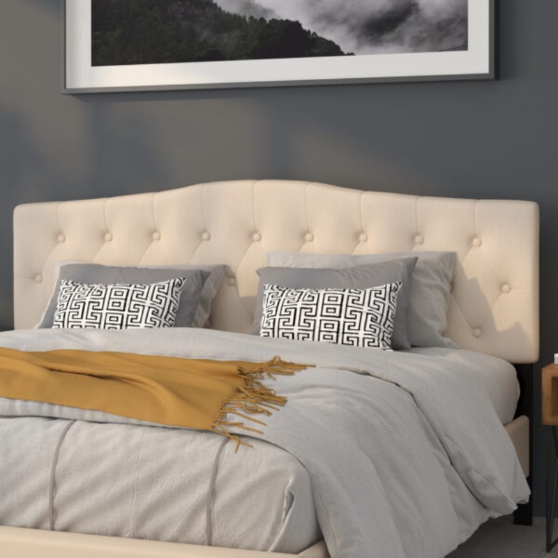 Flash Furniture Cambridge Tufted Upholstered King Size Headboard in Beige Fabric | Bigbigmart.com