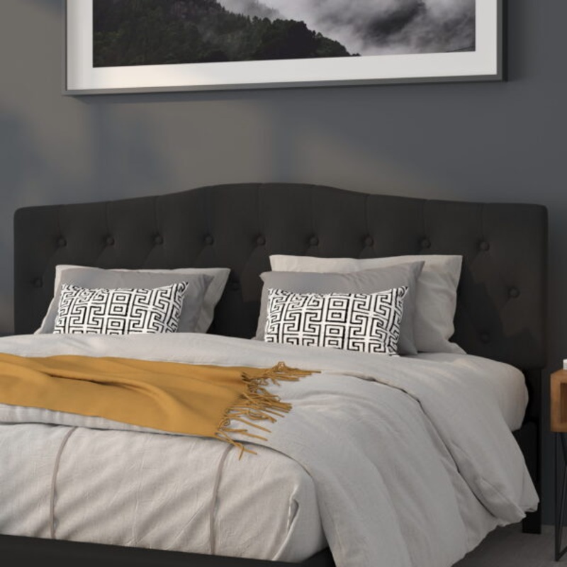 Flash Furniture Cambridge Tufted Upholstered King Size Headboard in Black Fabric | Bigbigmart.com