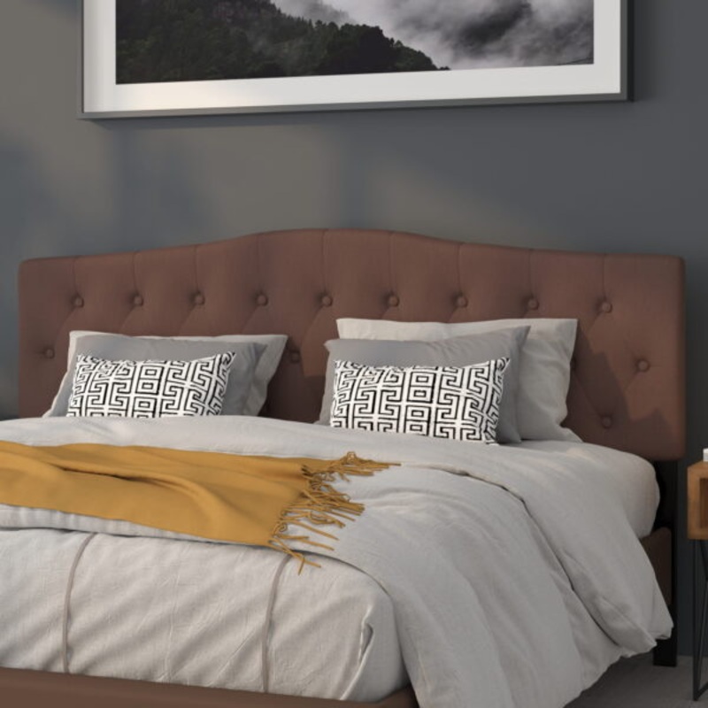 Flash Furniture Cambridge Tufted Upholstered King Size Headboard in Camel Fabric | Bigbigmart.com