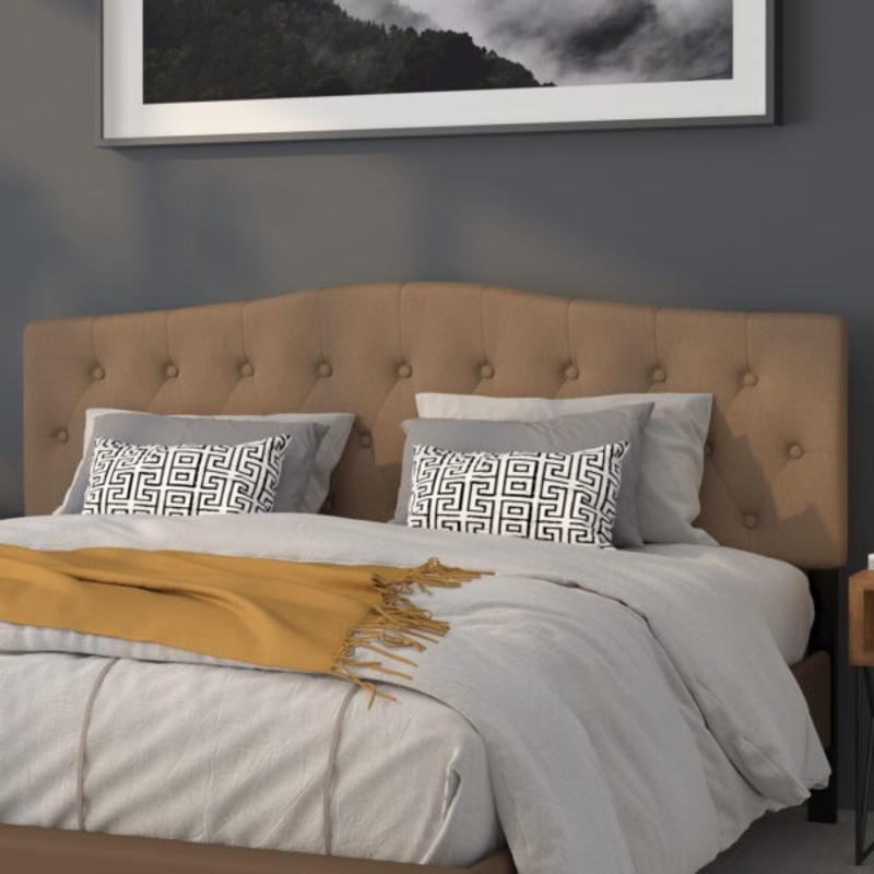 Flash Furniture Cambridge Tufted Upholstered King Size Headboard in Dark Brown Fabric | Bigbigmart.com