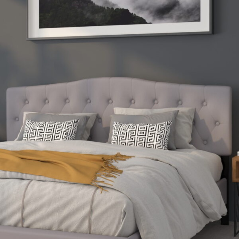 Flash Furniture Cambridge Tufted Upholstered King Size Headboard in Light Gray Fabric | Bigbigmart.com