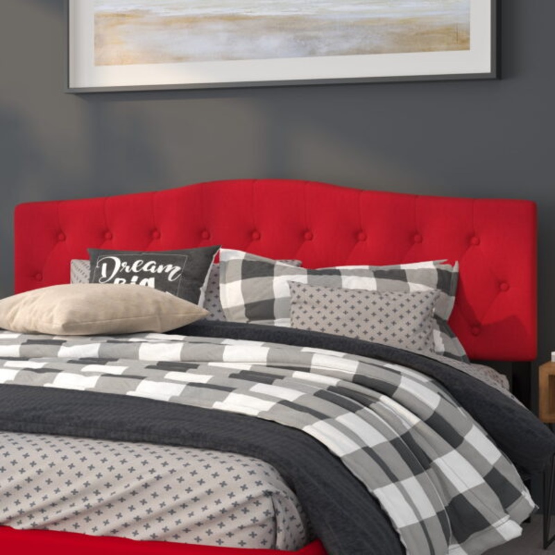 Flash Furniture Cambridge Tufted Upholstered King Size Headboard in Red Fabric | Bigbigmart.com