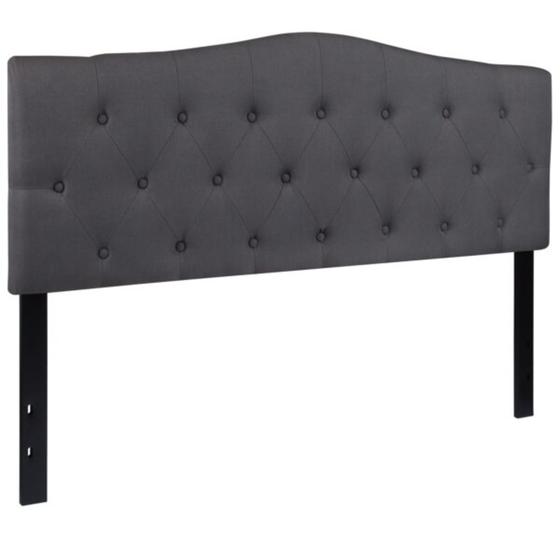 Flash Furniture Cambridge Tufted Upholstered Queen Size Headboard in Dark Gray Fabric | Bigbigmart.com