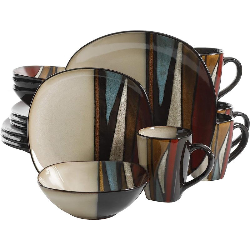 Gibson Elite Althea 16 Piece Reactive Glaze Dinnerware, Multicolor -, Service for 4 (16pcs), Red | Bigbigmart.com