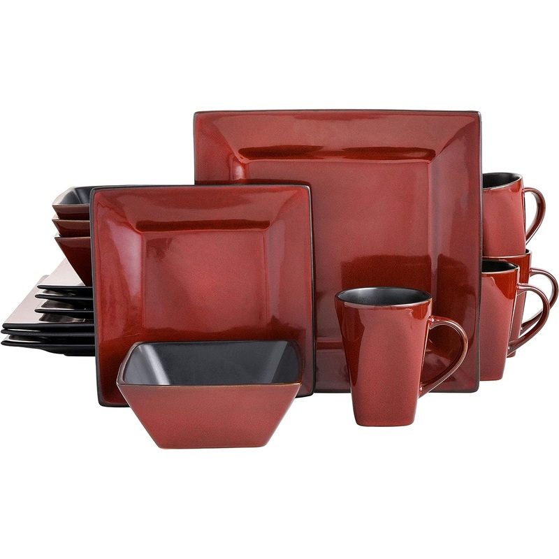 Gibson Elite Kiesling 16 Piece Dinnerware Set, Red | Bigbigmart.com