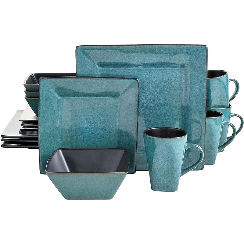 Gibson Elite Kiesling 16 Piece Dinnerware Set, Turquoise | Bigbigmart.com