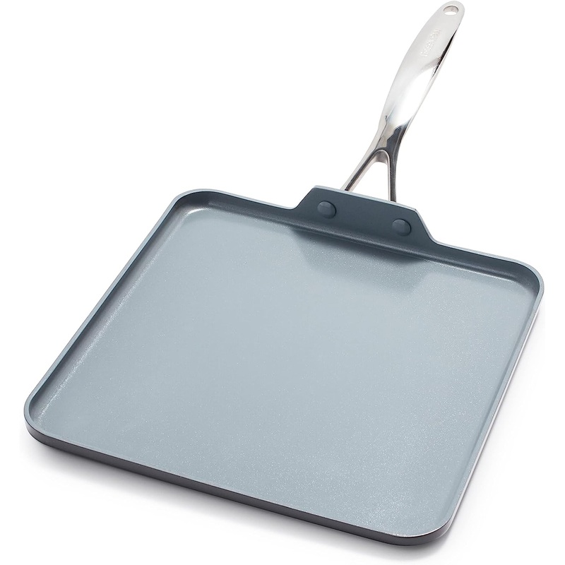 GreenPan Valencia Pro Hard Anodized Healthy Ceramic Nonstick 11 Griddle Pan, PFAS-Free, Induction, Dishwasher Safe, Oven Safe, Gray | Bigbigmart.com