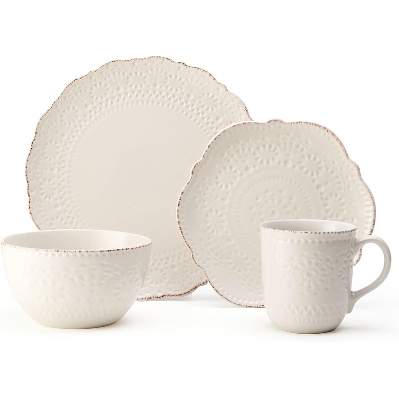 Pfaltzgraff Chateau Cream 16-Piece Stoneware Dinnerware Set, Service for 4, Off White | Bigbigmart.com