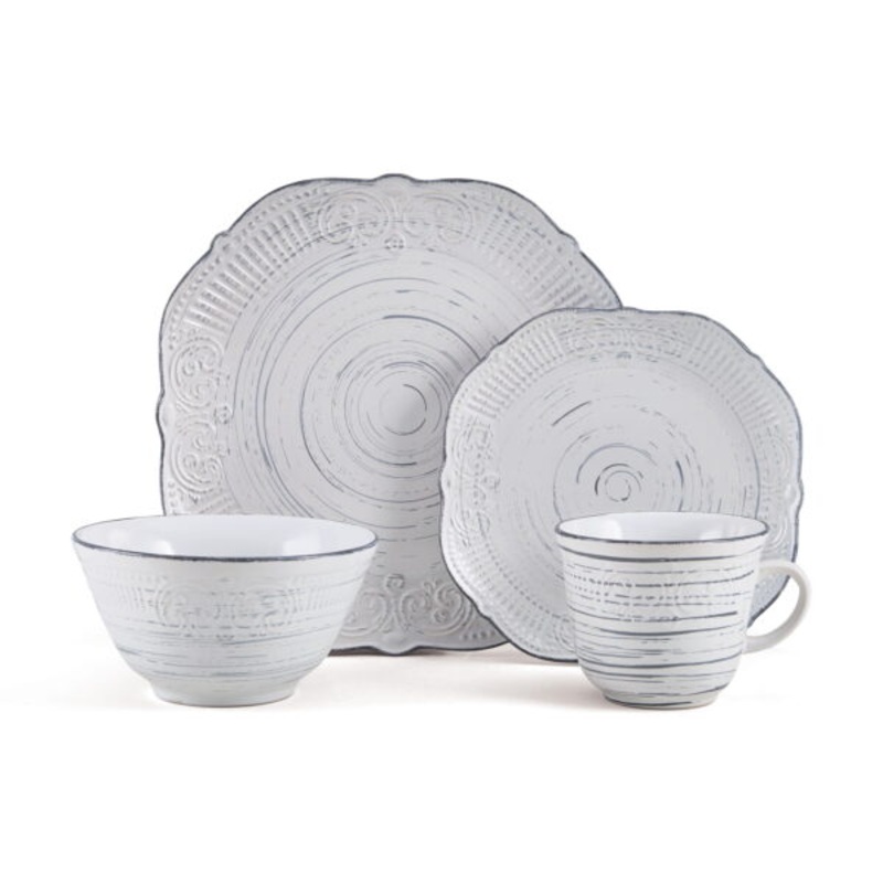 Pfaltzgraff Isabella Gray 16-Piece Dinnerware Set | Bigbigmart.com