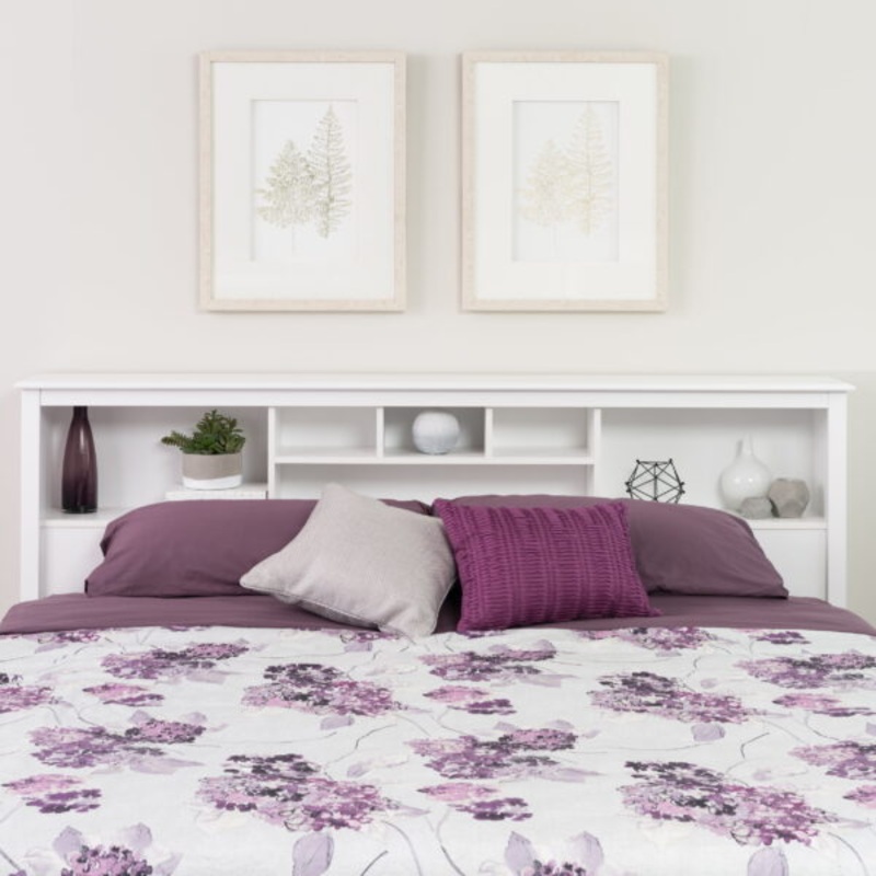 Prepac Monterey White King Bookcase Headboard | Bigbigmart.com