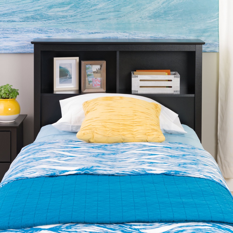 Prepac Sonoma Twin Bookcase Headboard, Black | Bigbigmart.com