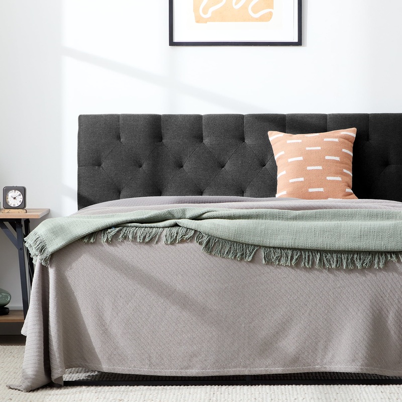 Rest Haven Eugene Diamond Tufted Upholstered Headboard, Full, Charcoal | Bigbigmart.com