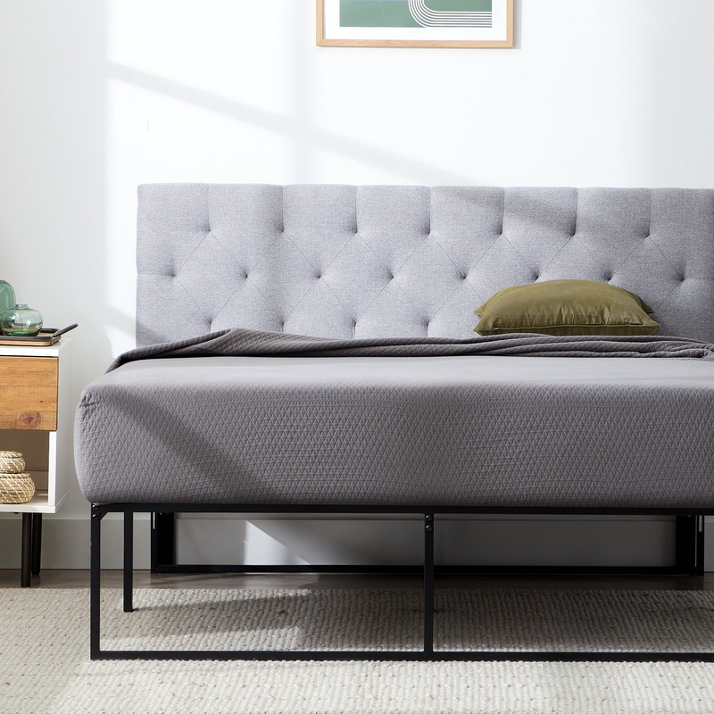 Rest Haven Eugene Diamond Tufted Upholstered Headboard, Full, Gray | Bigbigmart.com