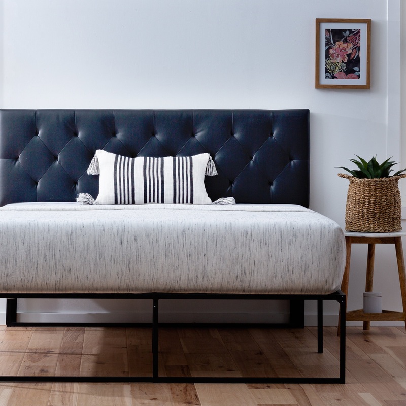 Rest Haven Harrington Faux Leather Upholstered Headboard, Full, Black | Bigbigmart.com