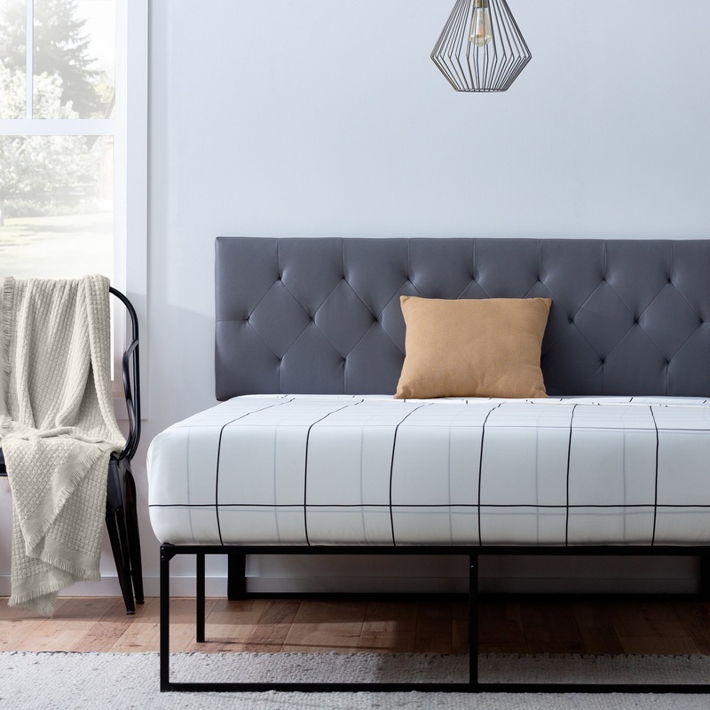 Rest Haven Harrington Faux Leather Upholstered Headboard, Full, Gray | Bigbigmart.com