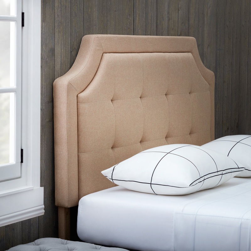 Rest Haven Scallop Edged Upholstered Headboard, Full/Full XL, Beige | Bigbigmart.com