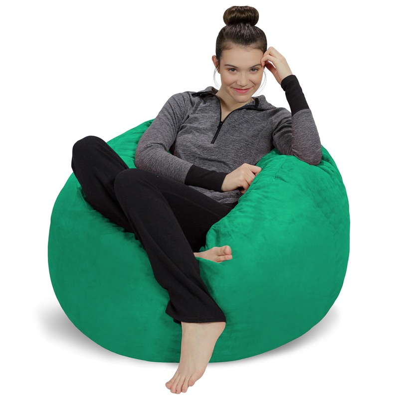 Sofa Sack Bean Bag Chair, Memory Foam Lounger with Microsuede Cover, Kids, 3 ft, Green | Bigbigmart.com