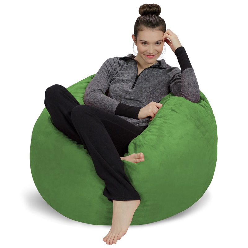 Sofa Sack Bean Bag Chair, Memory Foam Lounger with Microsuede Cover, Kids, 3 ft, Lime | Bigbigmart.com