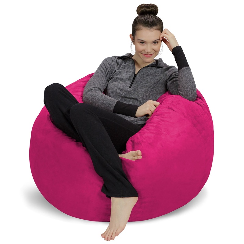 Sofa Sack Bean Bag Chair, Memory Foam Lounger with Microsuede Cover, Kids, 3 ft, Magenta | Bigbigmart.com