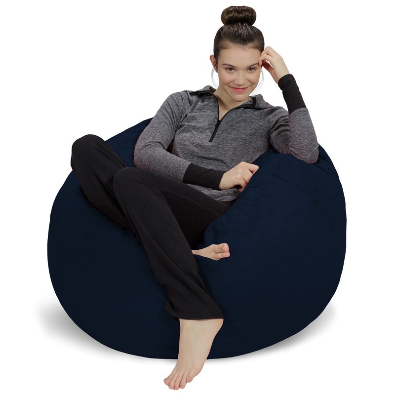 Sofa Sack Bean Bag Chair, Memory Foam Lounger with Microsuede Cover, Kids, 3 ft, Navy | Bigbigmart.com