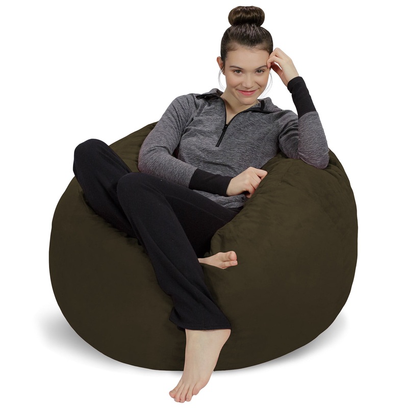 Sofa Sack Bean Bag Chair, Memory Foam Lounger with Microsuede Cover, Kids, 3 ft, Olive | Bigbigmart.com