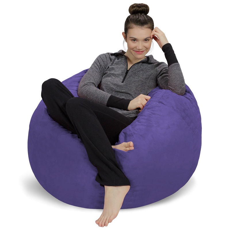 Sofa Sack Bean Bag Chair, Memory Foam Lounger with Microsuede Cover, Kids, 3 ft, Purple | Bigbigmart.com