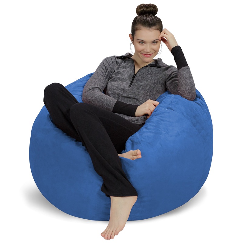 Sofa Sack Bean Bag Chair, Memory Foam Lounger with Microsuede Cover, Kids, 3 ft, Royal Blue | Bigbigmart.com