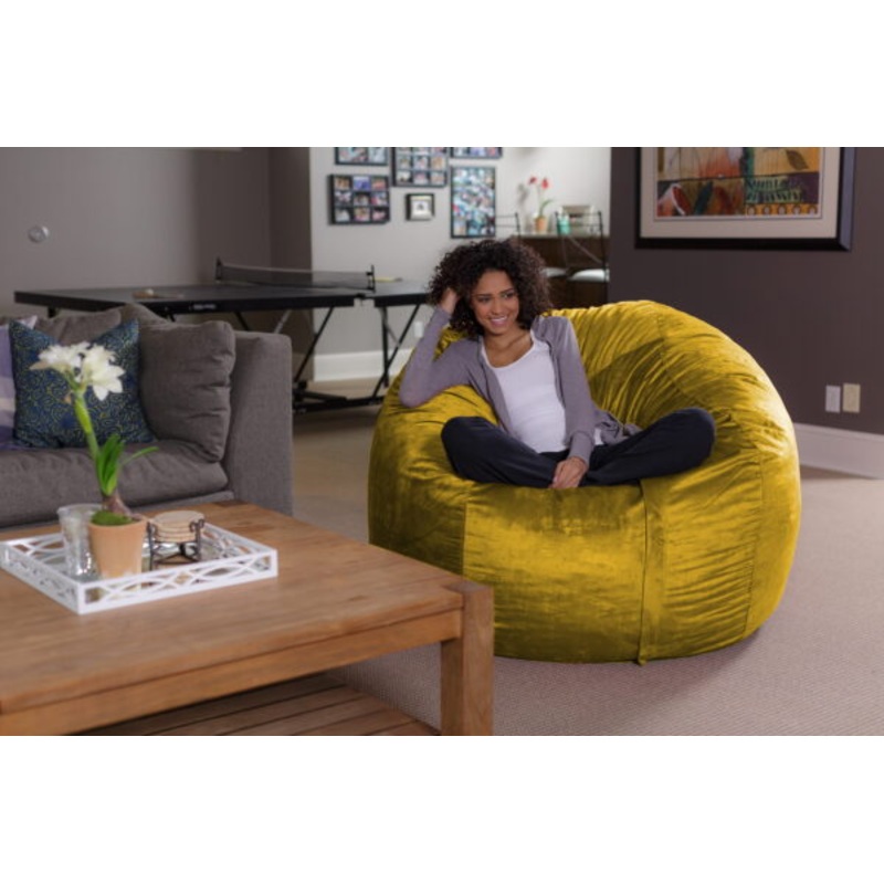 Sofa Sack Bean Bag Chair, Memory Foam Lounger with Microsuede Cover, Kids, Adults, 5 ft, Lemon | Bigbigmart.com