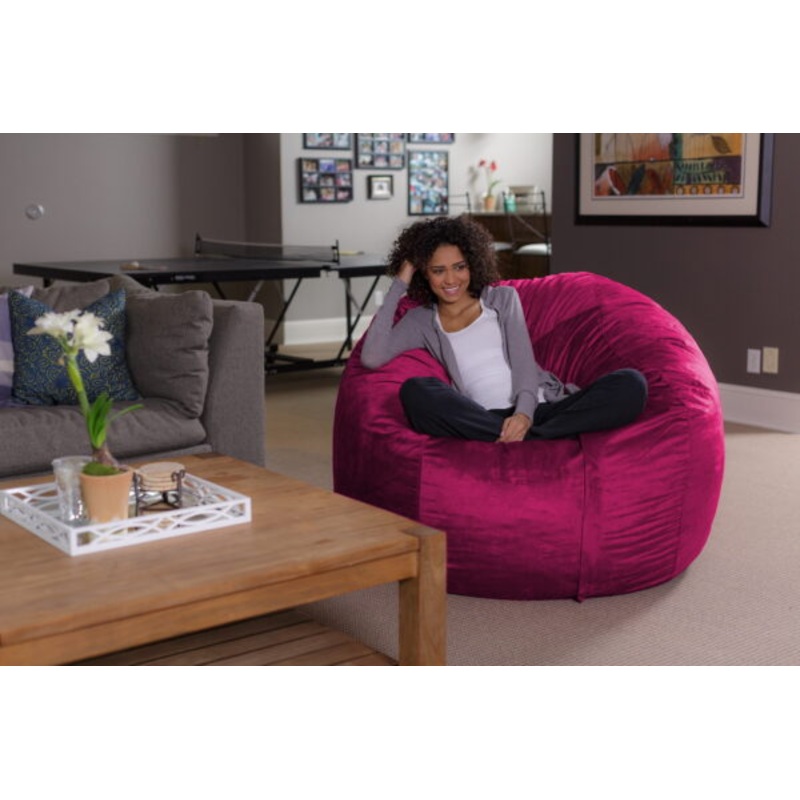 Sofa Sack Bean Bag Chair, Memory Foam Lounger with Microsuede Cover, Kids, Adults, 5 ft, Magenta | Bigbigmart.com
