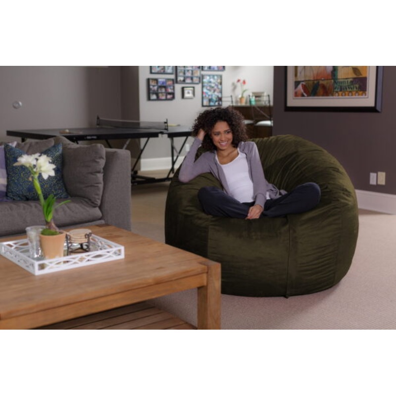 Sofa Sack Bean Bag Chair, Memory Foam Lounger with Microsuede Cover, Kids, Adults, 5 ft, Olive | Bigbigmart.com
