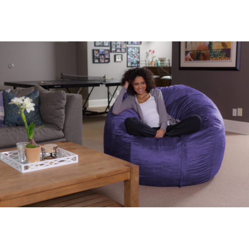 Sofa Sack Bean Bag Chair, Memory Foam Lounger with Microsuede Cover, Kids, Adults, 5 ft, Purple | Bigbigmart.com