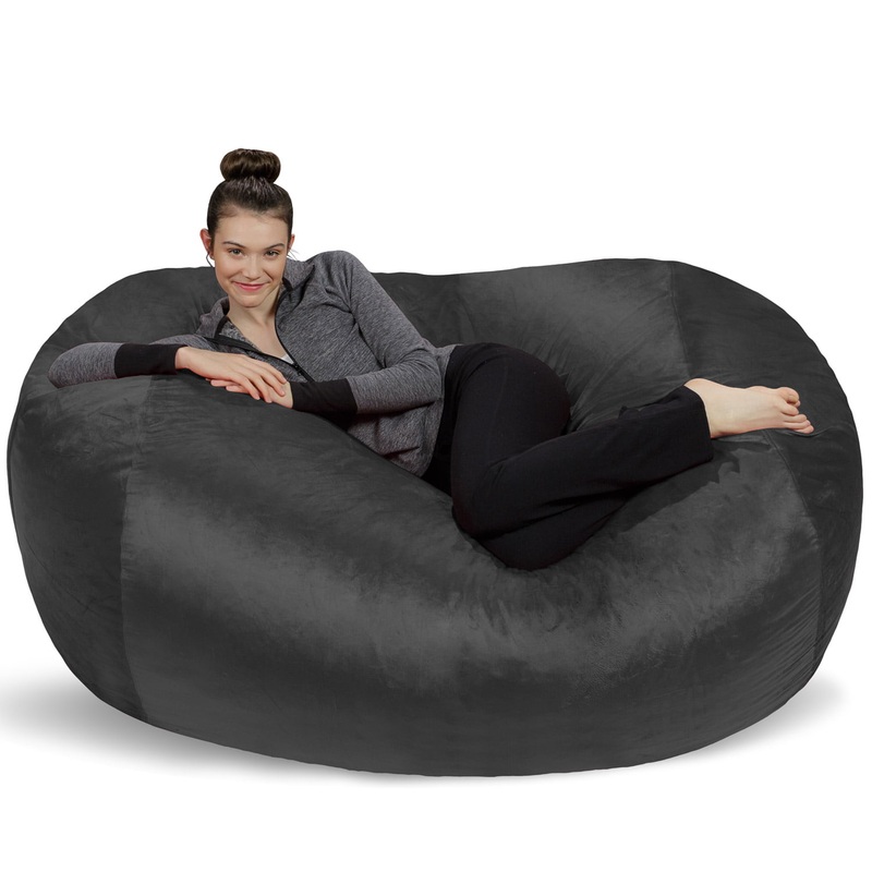 Sofa Sack Bean Bag Chair, Memory Foam Lounger with Microsuede Cover, Kids, Adults, 6 ft, Charcoal | Bigbigmart.com