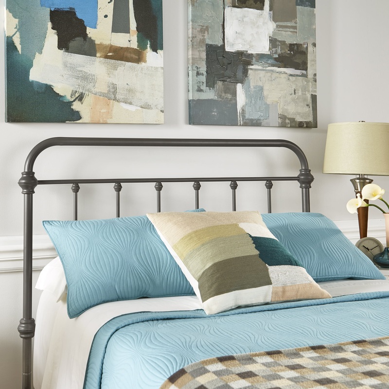 Weston Home Nottingham Spindle Metal Full Headboard, Frost Grey | Bigbigmart.com