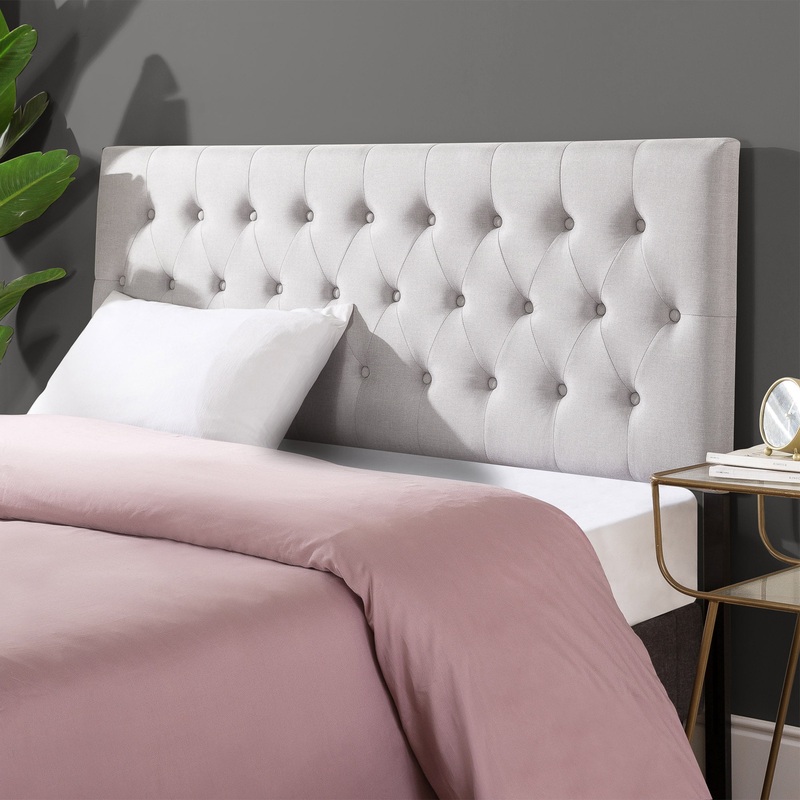 Zinus Trina Upholstered Metal Headboard, Light Grey, Queen | Bigbigmart.com