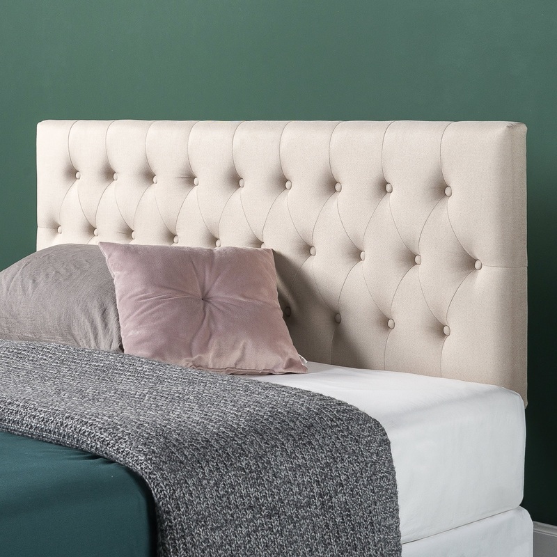 Zinus Trina Upholstered Metal Headboard, Taupe, Queen | Bigbigmart.com