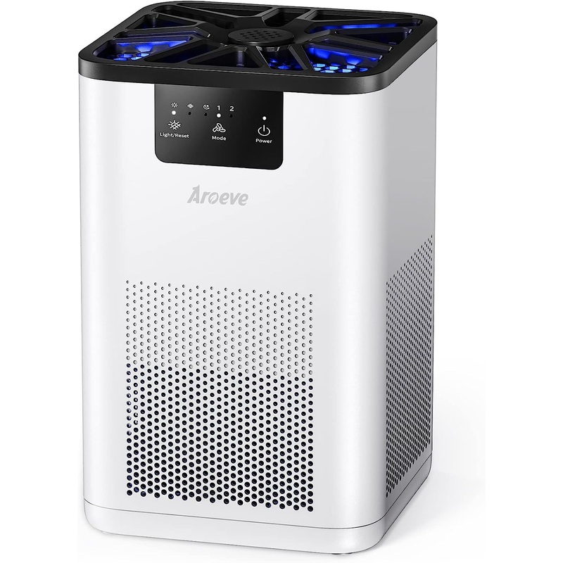 AROEVE Air Purifiers for Bedroom HEPA Air Purifier With Aromatherapy Function For Pet Smoke Pollen Dander Hair Smell 20dB Air Cleaner For Bedroom Office Living Room Kitchen, MK06- White | Bigbigmart.com