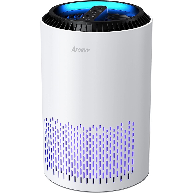 AROEVE Air Purifiers for Home, HEPA Air Purifiers Air Cleaner For Smoke Pollen Dander Hair Smell Portable Air Purifier with Sleep Mode Speed Control For Bedroom Office Living Room, MK01- Black | Bigbigmart.com