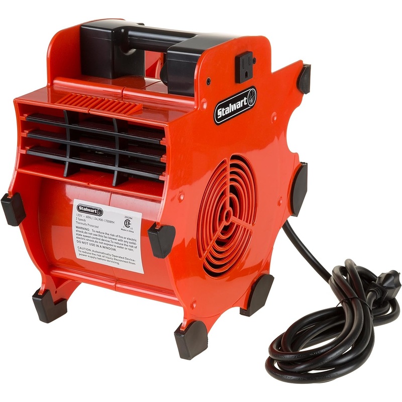 Blower Fan – 3-Speed Heavy-Duty Floor and Carpet Dryer – Portable Air Mover with 4 Different Angles for Basements, Cars, or Garages by Stalwart (Red) | Bigbigmart.com