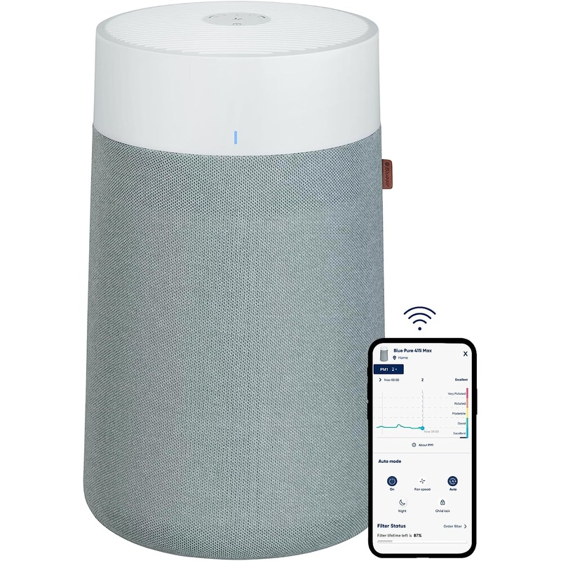 BLUEAIR Air Purifiers for Bedroom Air Purifiers for Home, Air Purifiers for Pets Allergies Air Cleaner, Smart Air Purifier Small Room Air Purifier Virus Air Purifier for Dust Mold Smoke Blue 411i Max | Bigbigmart.com