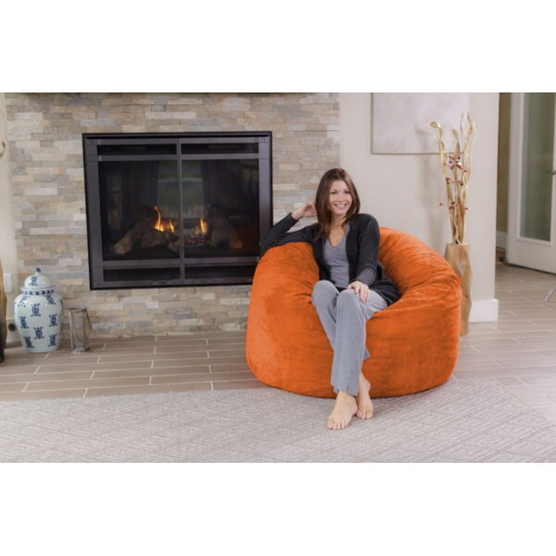 Chill Sack Bean Bag Chair, Memory Foam Lounger with Microsuede Cover, Kids, Adults, 4 ft, Orange | Bigbigmart.com