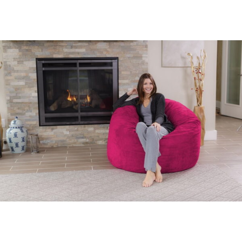 Chill Sack Bean Bag Chair, Memory Foam Lounger with Microsuede Cover, Kids, Adults, 4 ft, Pink | Bigbigmart.com