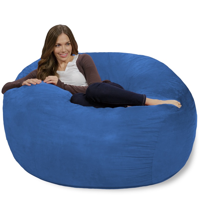 Chill Sack Bean Bag Chair, Memory Foam Lounger with Microsuede Cover, Kids, Adults, 4 ft, Royal Blue | Bigbigmart.com