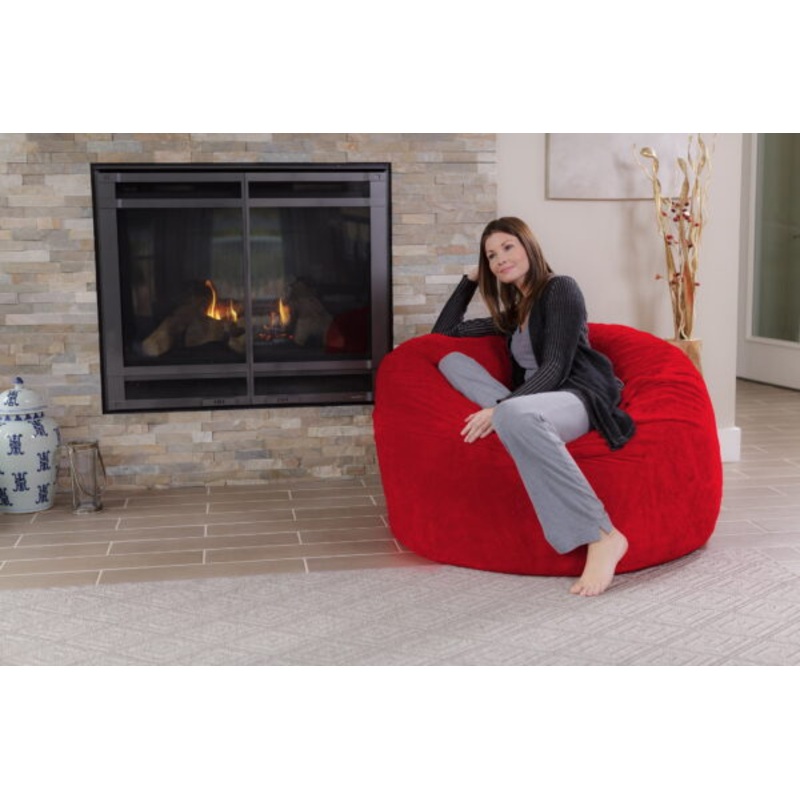 Chill Sack Bean Bag Chair, Memory Foam Lounger with Ultra Fur Cover, Kids, Adults, 4 ft, Cinnabar | Bigbigmart.com