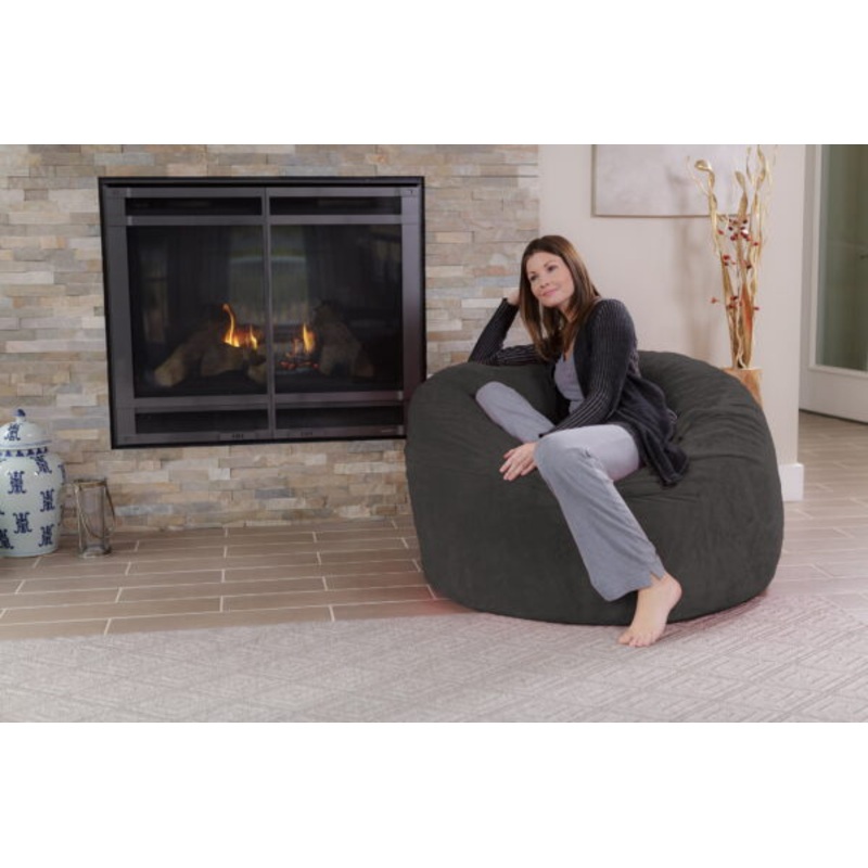Chill Sack Bean Bag Chair, Memory Foam Lounger with Ultra Fur Cover, Kids, Adults, 4 ft, Grey | Bigbigmart.com