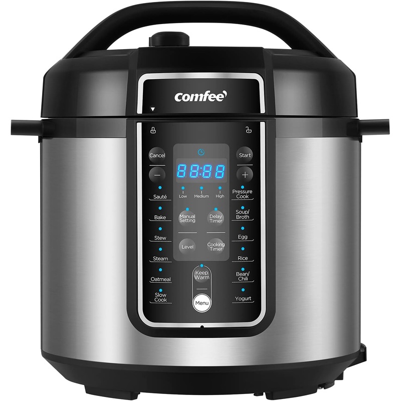 COMFEE Pressure Cooker 6 Quart with 12 Presets, Multi-Functional Programmable Slow Cooker, Rice Cooker, Steamer, Saut pan, Egg Cooker, Warmer and More | Bigbigmart.com
